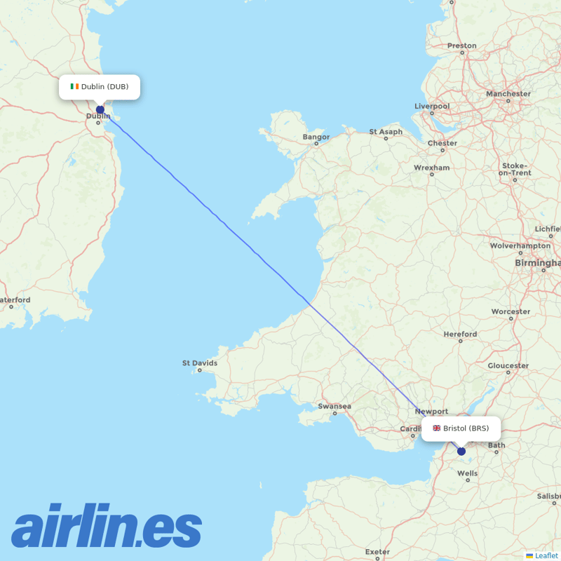Aer Lingus from Bristol Airport destination map