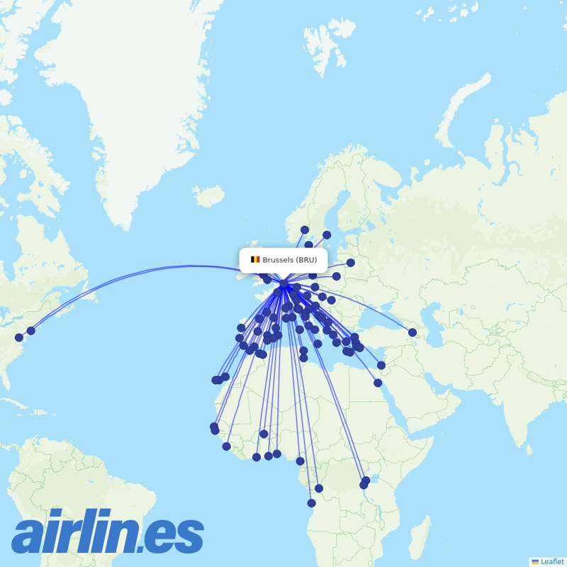 Brussels Airlines from Brussels Airport destination map