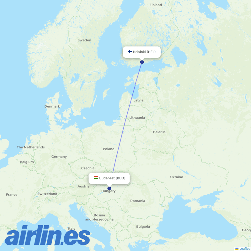 Finnair from Budapest Ferenc Liszt International Airport destination map
