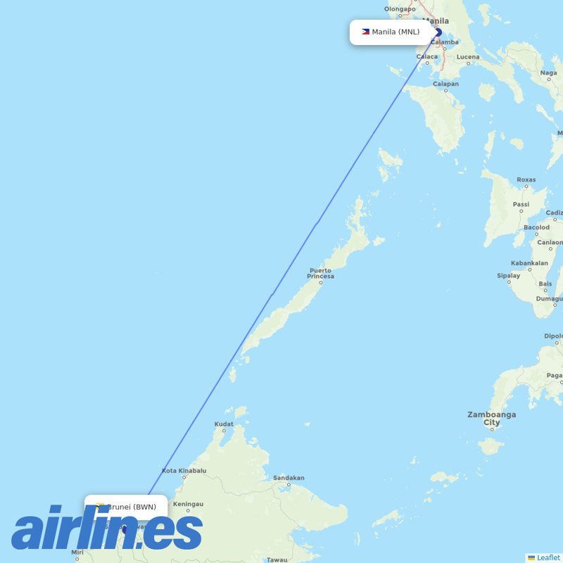 Cebu Pacific Air from Brunei International destination map