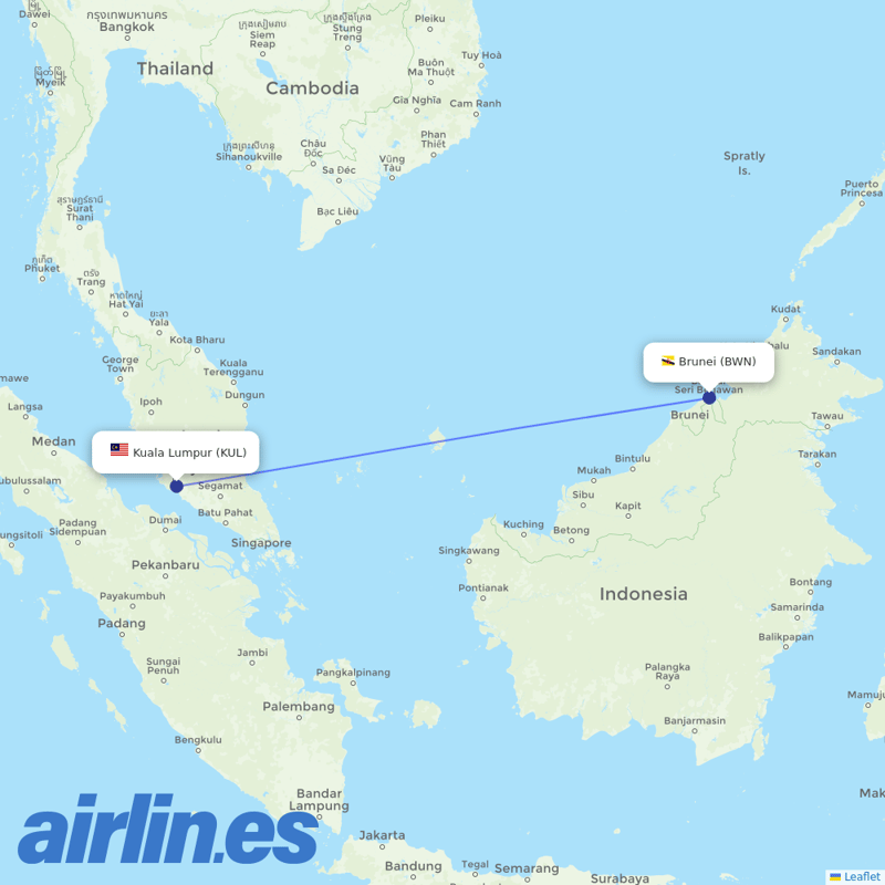 AirAsia from Brunei International destination map