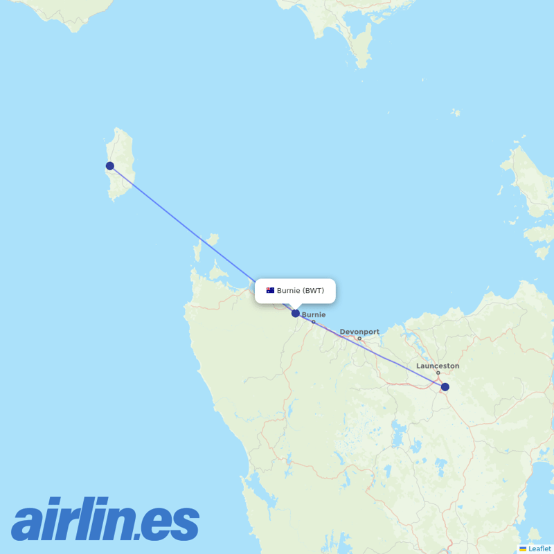 Sharp Airlines from Wynyard Airport destination map