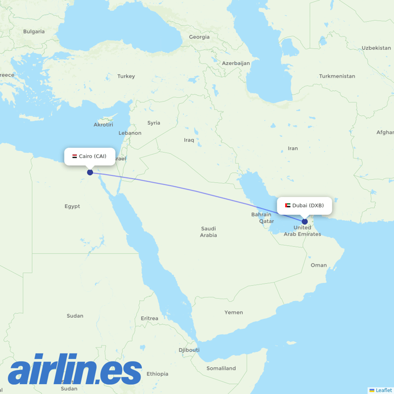 Emirates from Cairo International Airport destination map