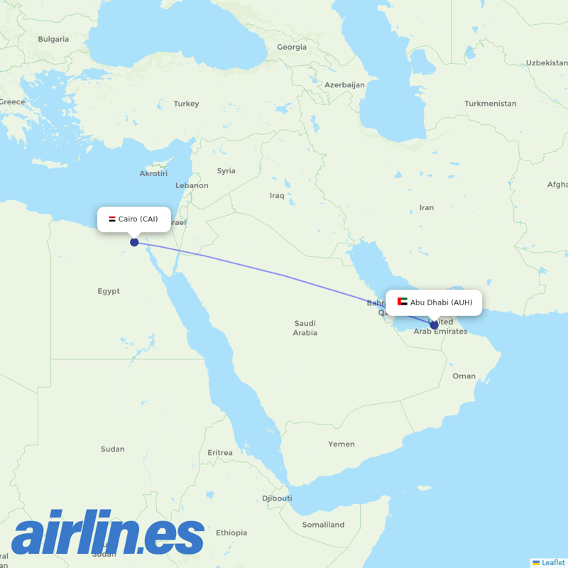 Etihad Airways from Cairo International Airport destination map