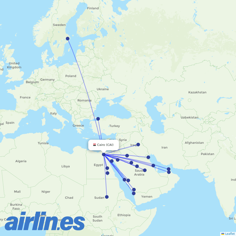Nile Air from Cairo International Airport destination map