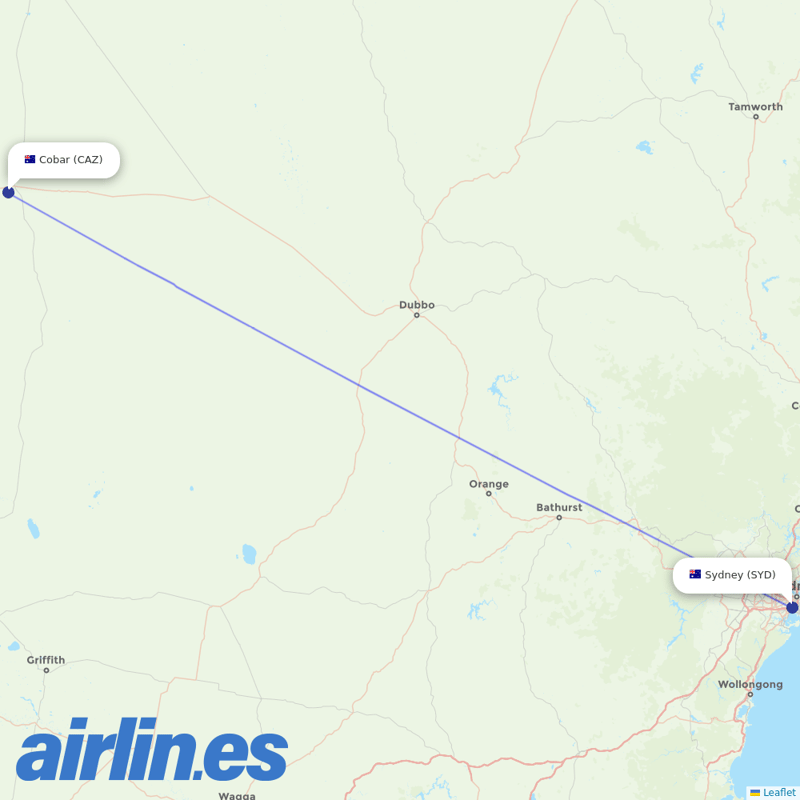 FlyPelican from Cobar destination map