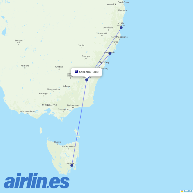 Link Airways from Canberra destination map