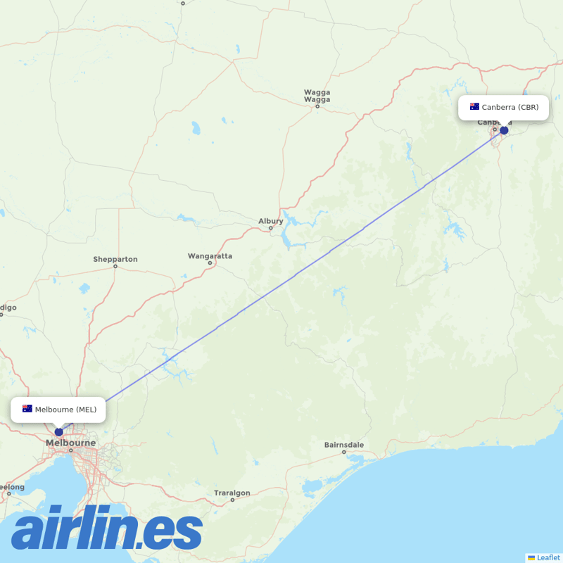 Rex Regional Express from Canberra destination map