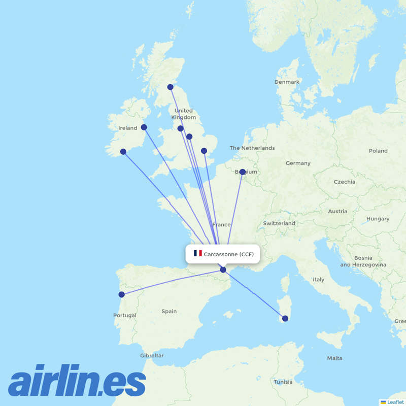 Ryanair from Salvaza destination map