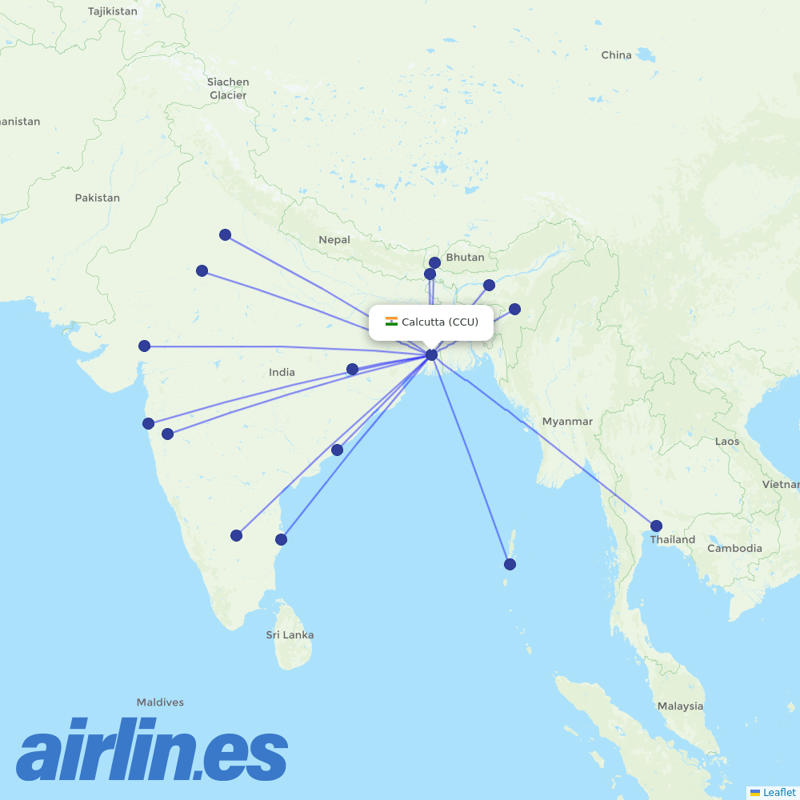 SpiceJet from Netaji Subhash Chandra Bose International destination map