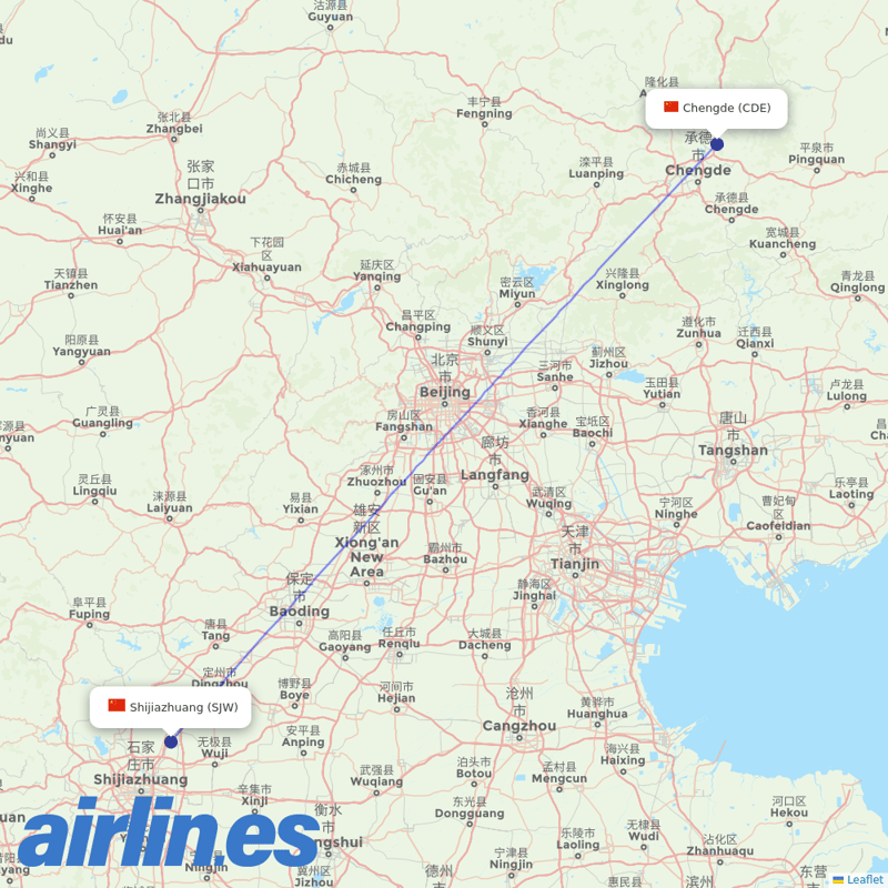 Hebei Airlines from Puning Airport destination map