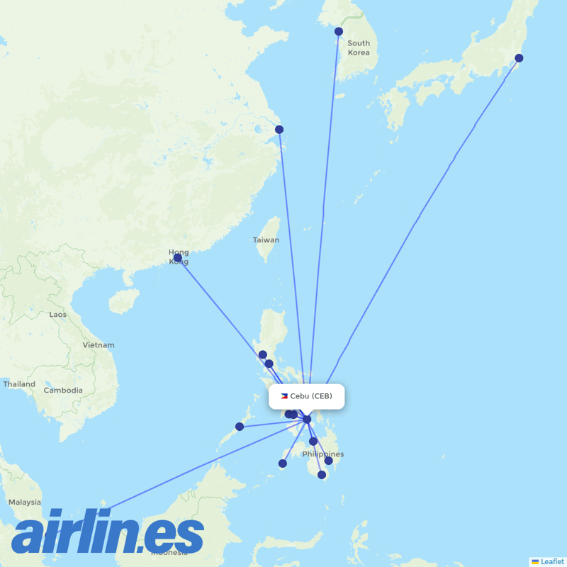 Cebu Pacific Air from Mactan–Cebu International destination map