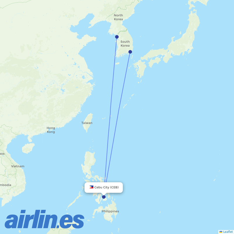 Jin Air from Mactan–Cebu International destination map