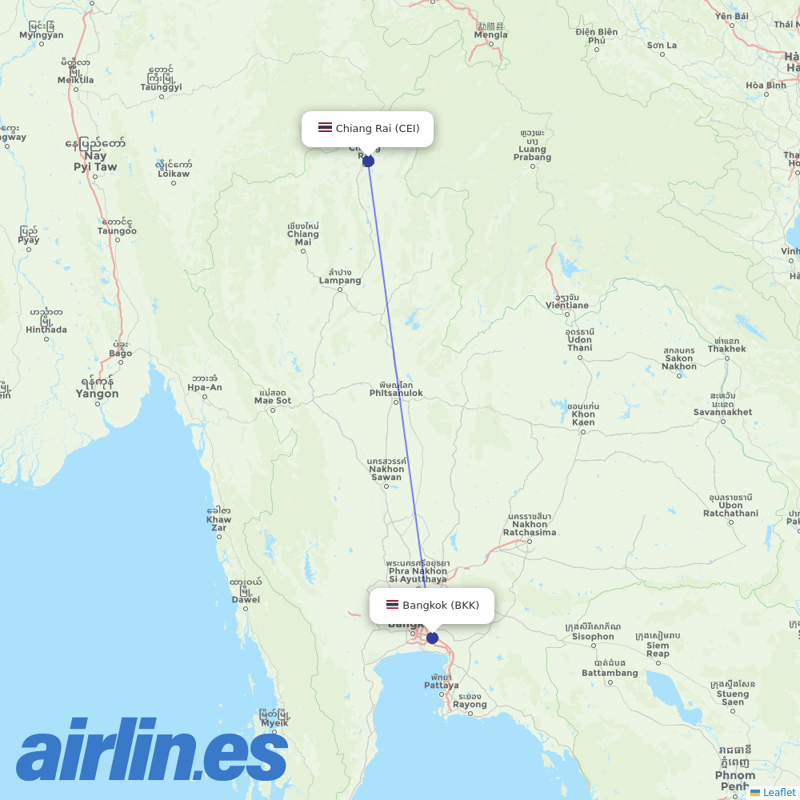 Thai Vietjet Air from Chiang Rai Intl destination map