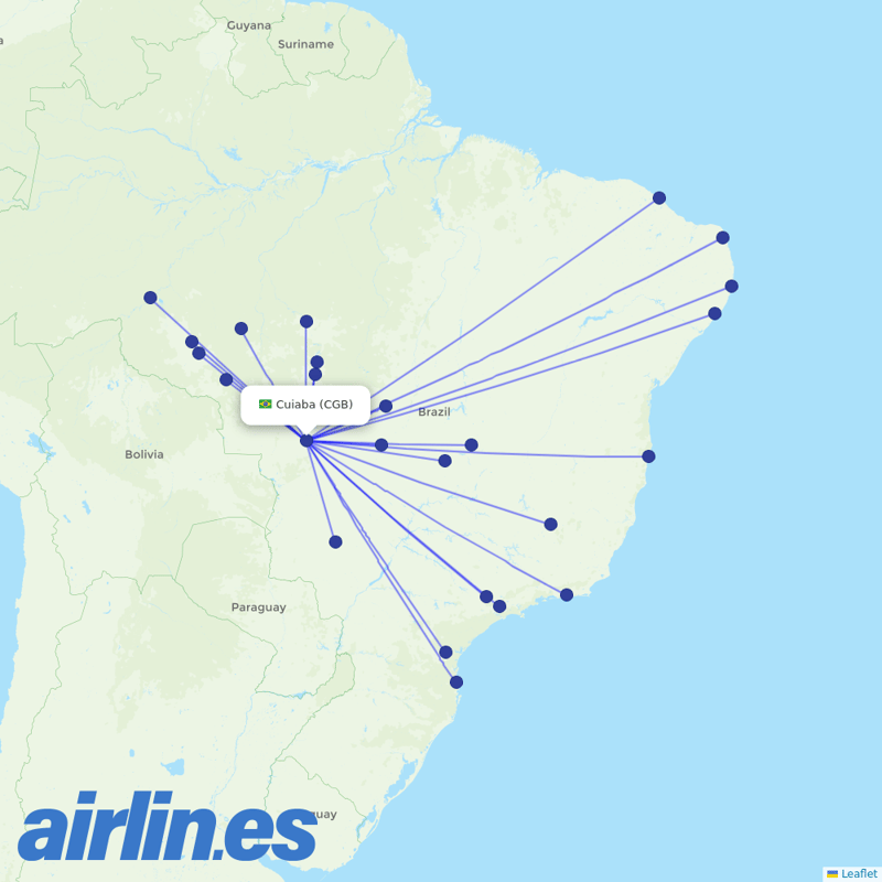 Azul from Marechal Rondon destination map