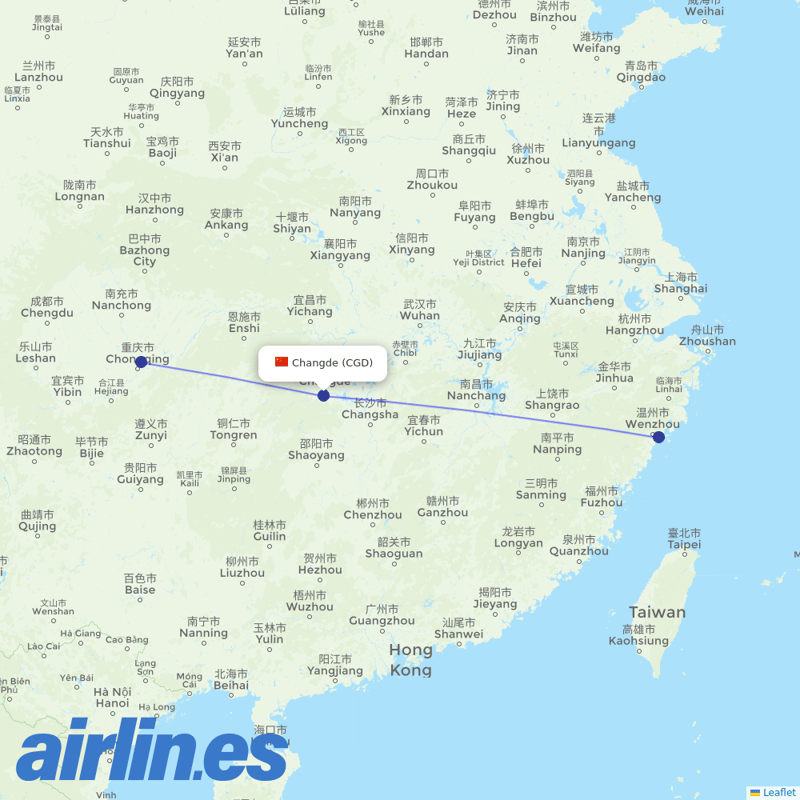 Gestair from Changde Airport destination map