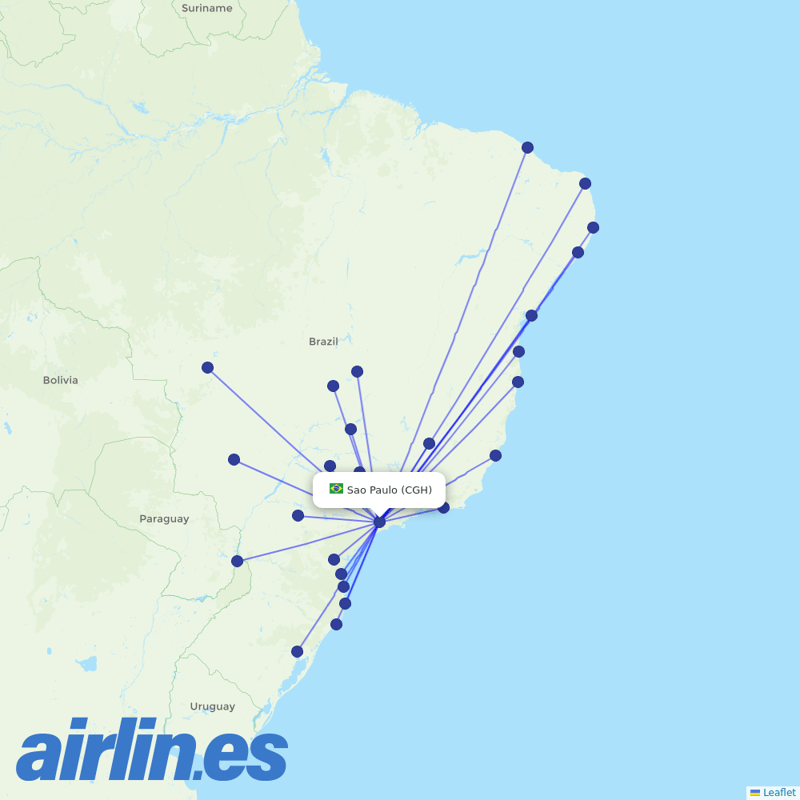 LATAM Airlines from Congonhas destination map