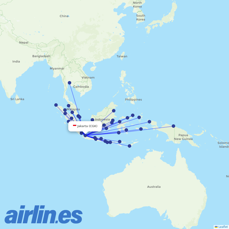 Batik Air from Soekarno Hatta International destination map