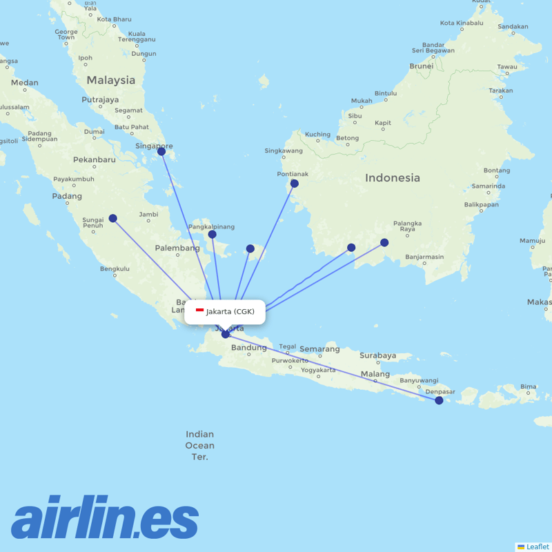 Nam Air from Soekarno Hatta International destination map
