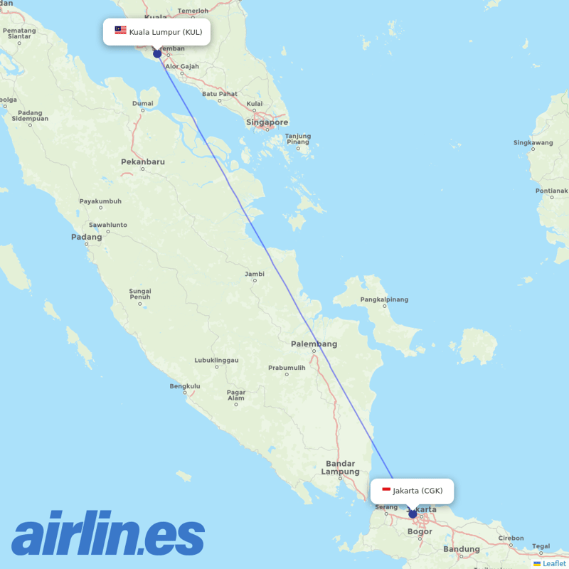 Malaysia Airlines from Soekarno Hatta International destination map