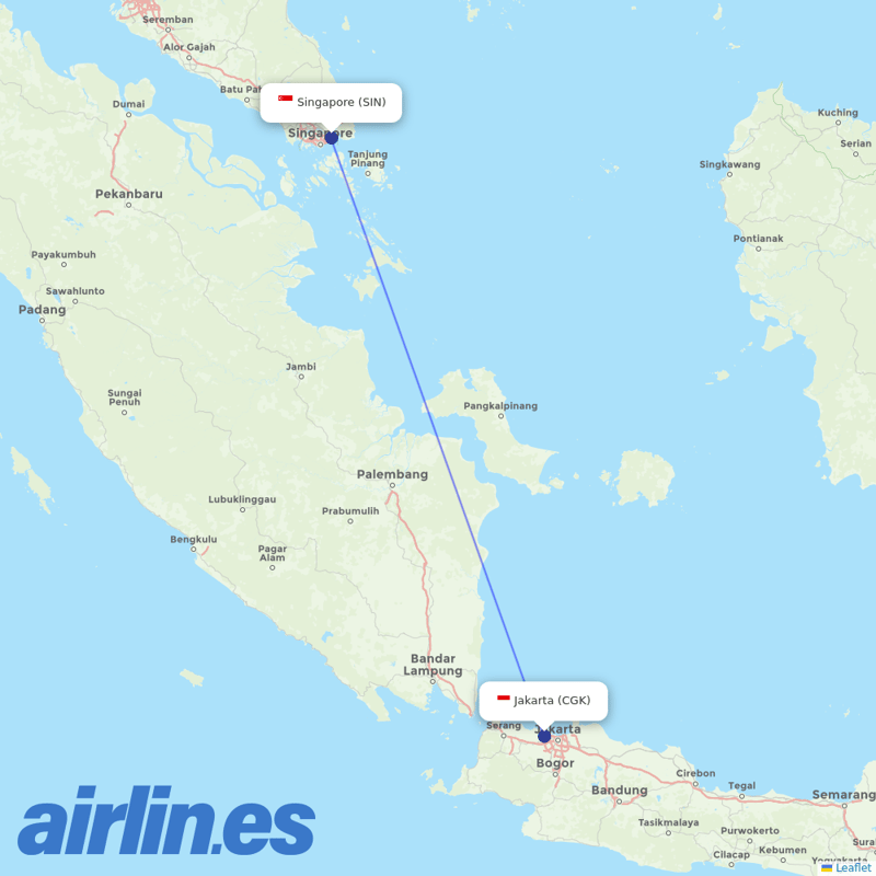 Singapore Airlines from Soekarno Hatta International destination map