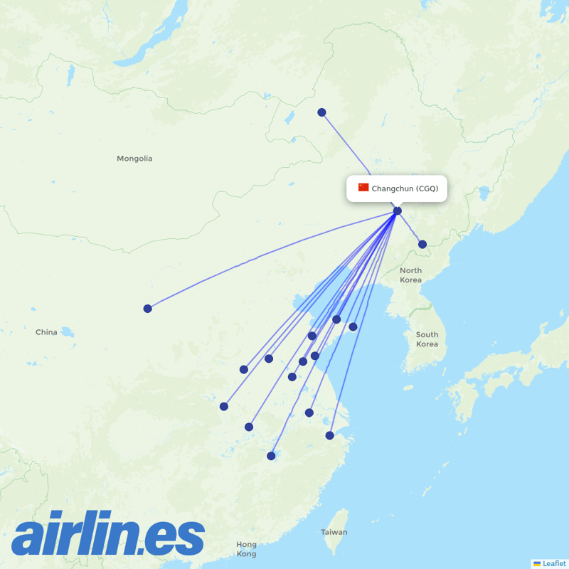Loong Air from Changchun Longjia International Airport destination map