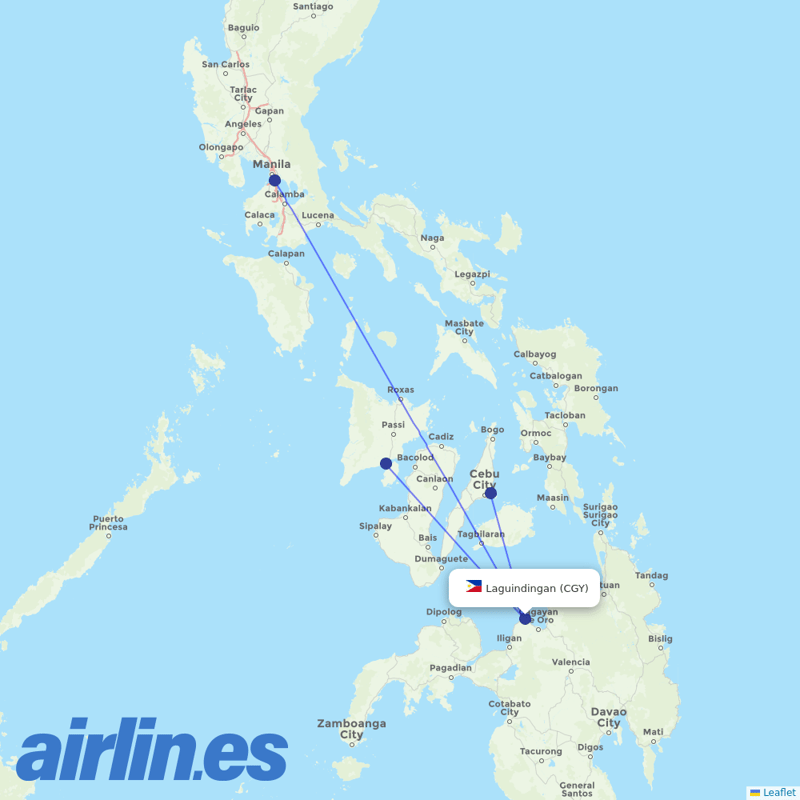 Cebu Pacific Air from Cagayan De Oro destination map