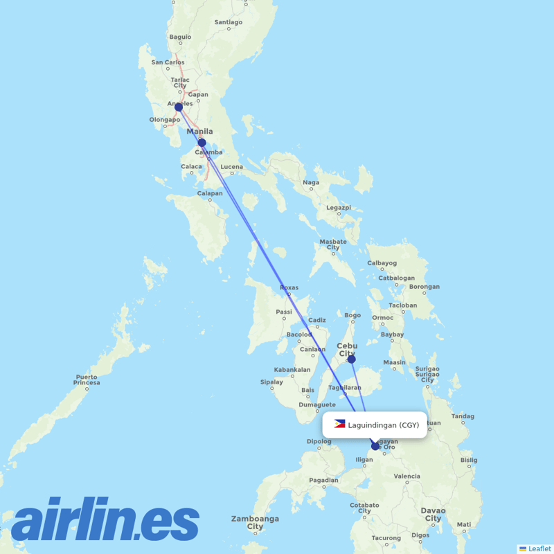 Philippines AirAsia from Cagayan De Oro destination map