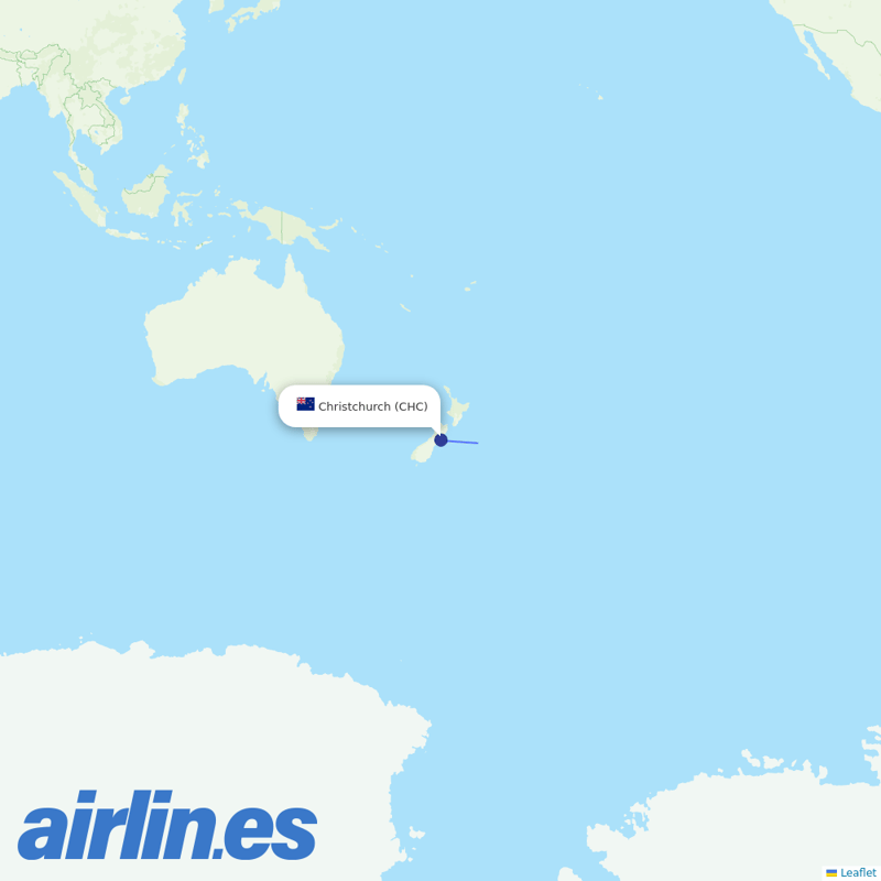 Air Chathams from Christchurch International destination map