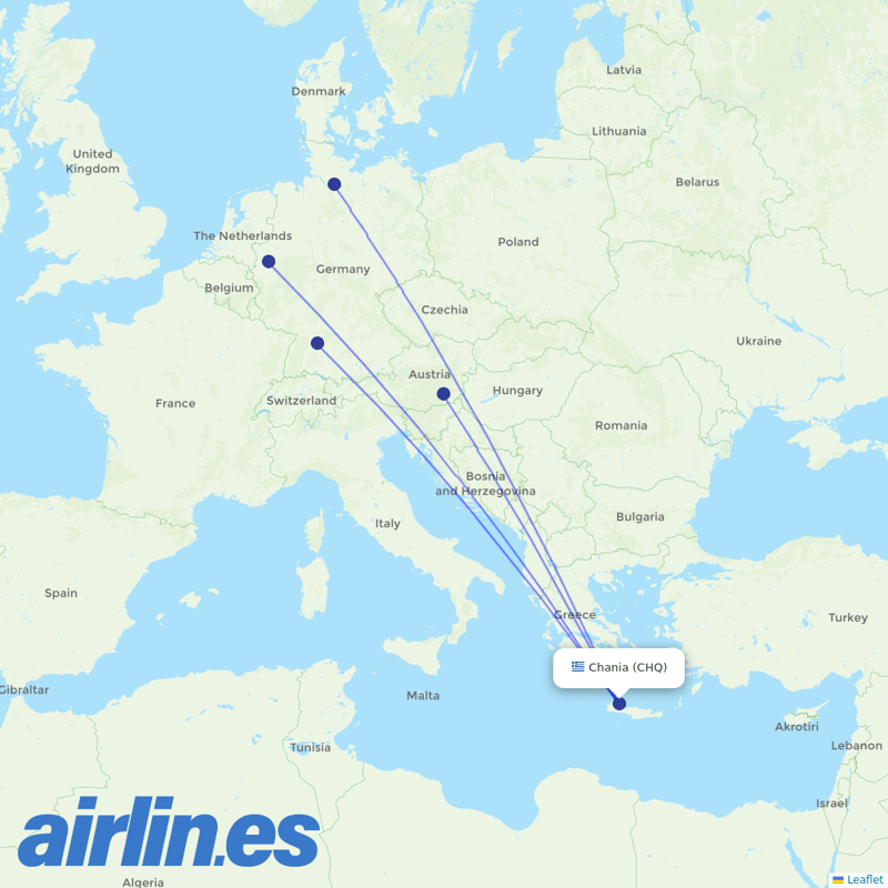 Eurowings from Chania International Airport destination map