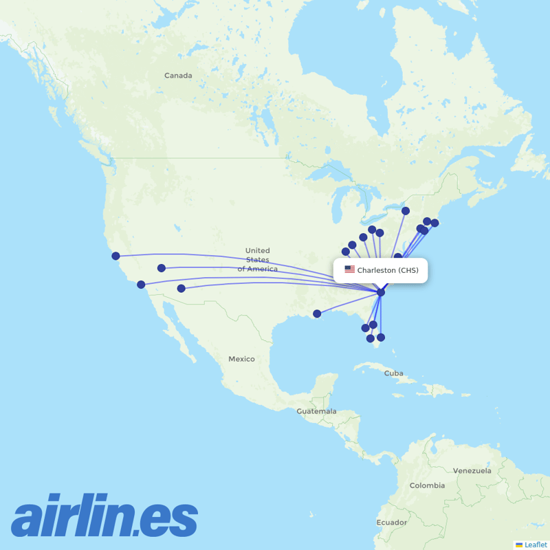 Breeze Airways from Charleston Afb International destination map