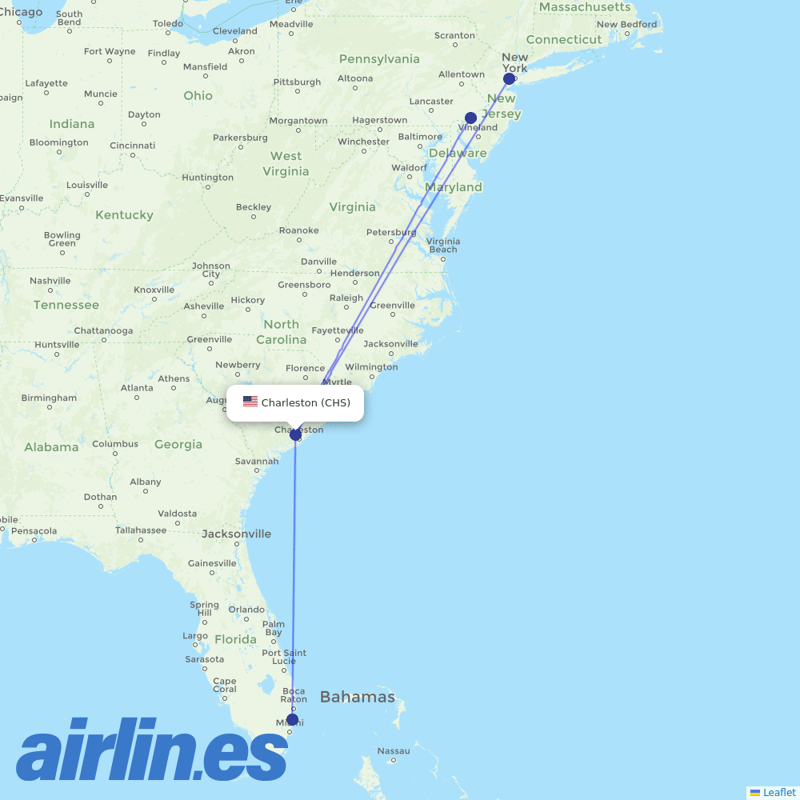 Spirit Airlines from Charleston Afb International destination map