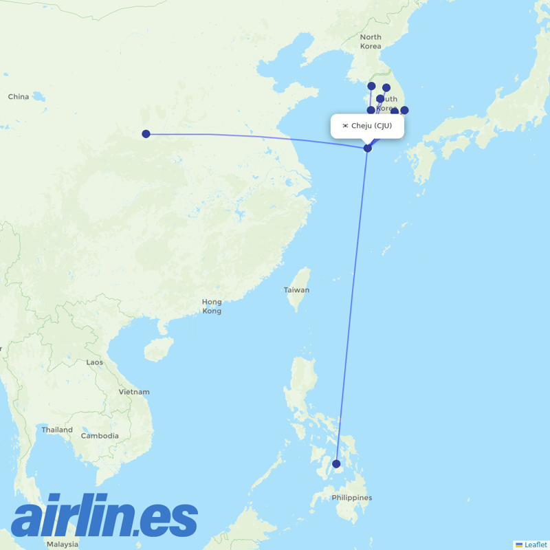 Jin Air from Jeju International destination map