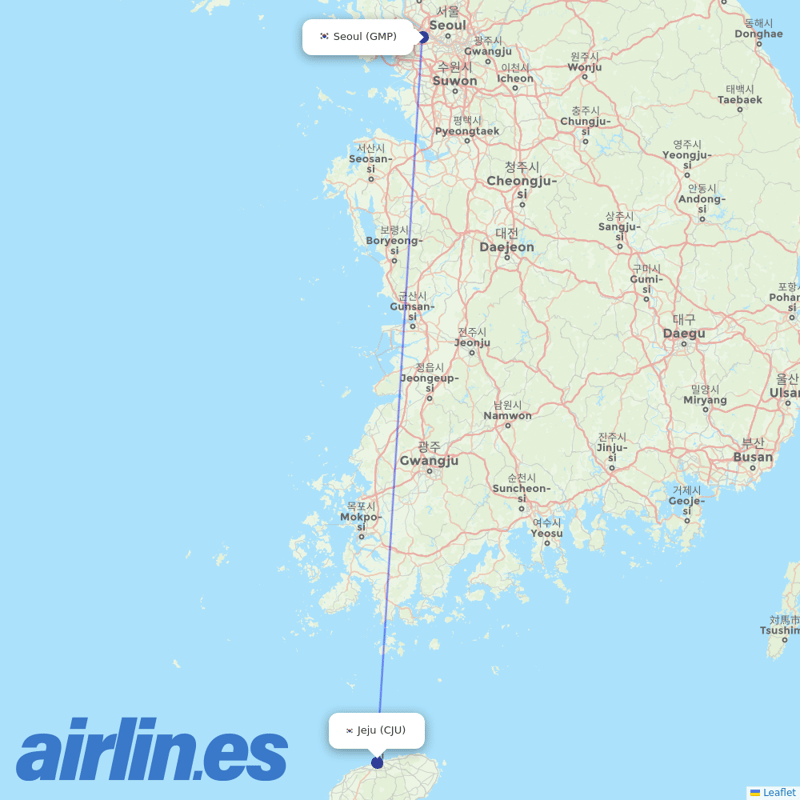 Air Seoul from Jeju International destination map