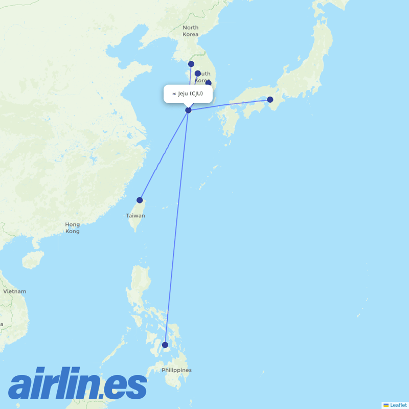 T´Way Air from Jeju International destination map