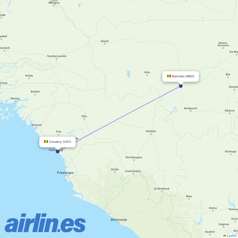 ASKY Airlines from Conakry destination map