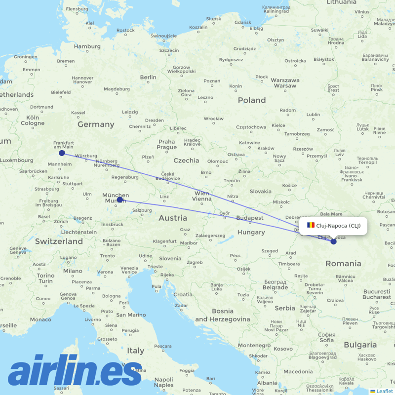 Lufthansa from Cluj International Airport destination map