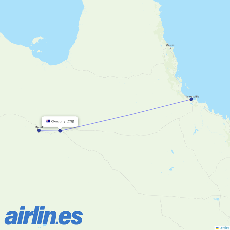 Qantas from Cloncurry destination map
