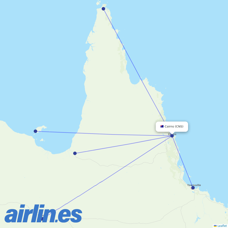 Rex Regional Express from Cairns International destination map