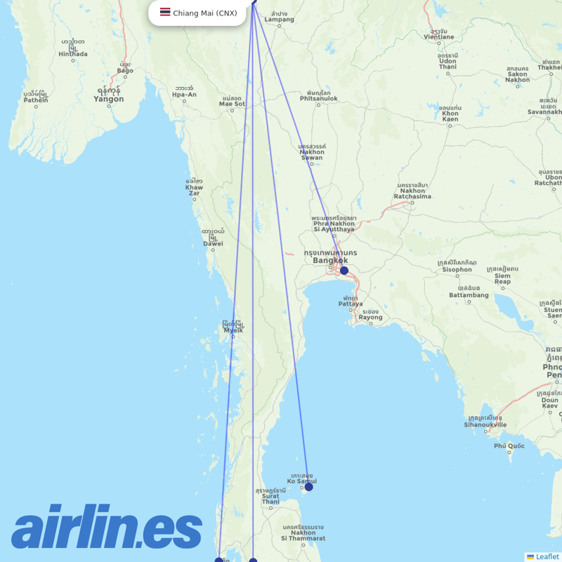 Bangkok Airways from Chiang Mai Intl destination map
