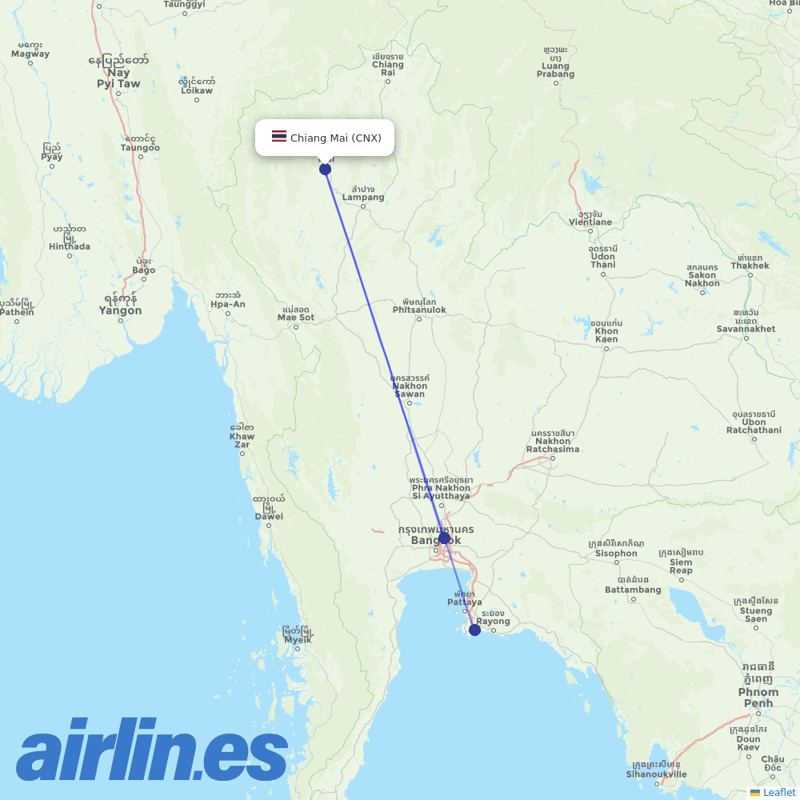 Thai Lion Air from Chiang Mai Intl destination map