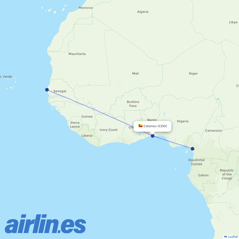 Air Senegal from Cotonou Cadjehoun destination map