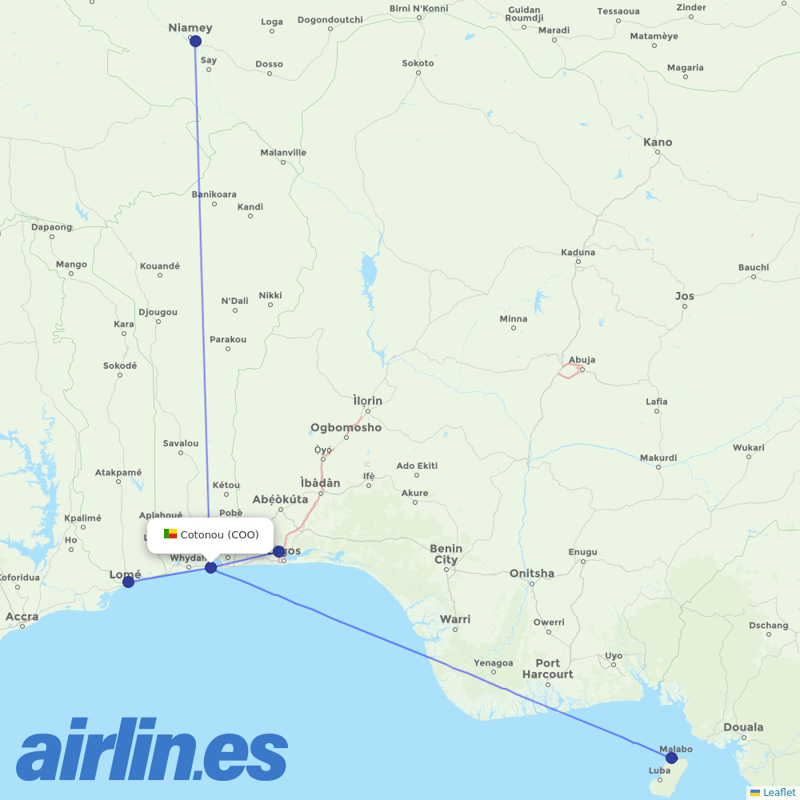 ASKY Airlines from Cotonou Cadjehoun destination map