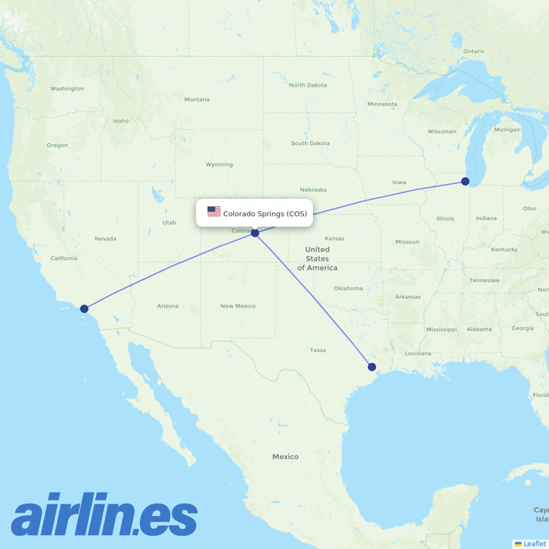 United Airlines from City Of Colorado Springs Muni destination map