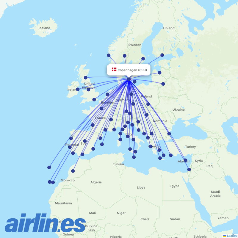 Norwegian Air Intl from Copenhagen Airport destination map