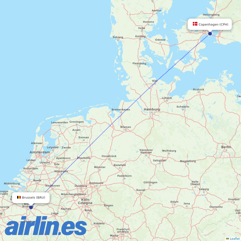 Brussels Airlines from Copenhagen Airport destination map