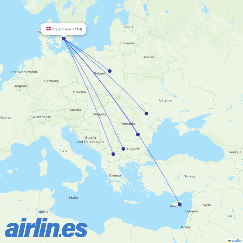 Wizz Air from Copenhagen Airport destination map