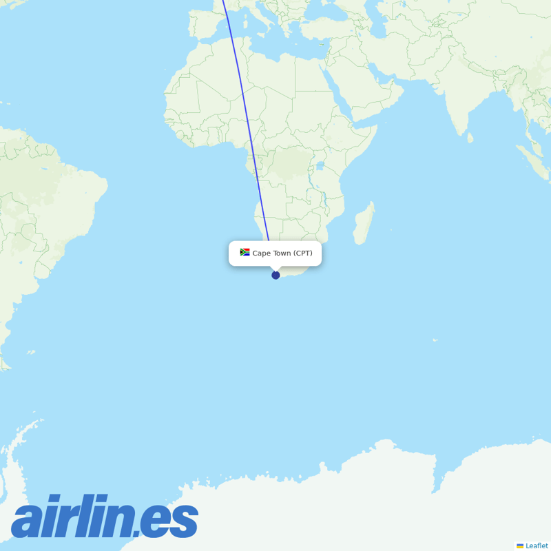 British Airways from Cape Town International destination map