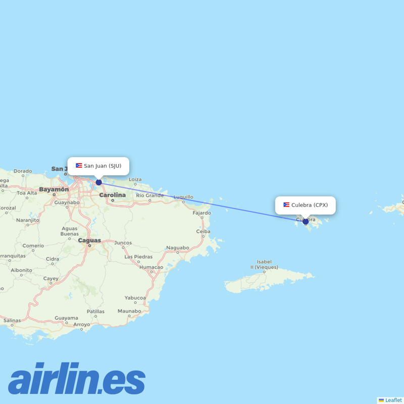 Cape Air from Benjamin Rivera Noriega Airport destination map
