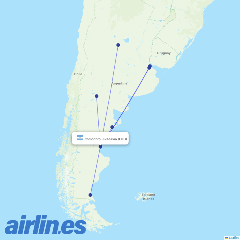 Aerolineas Argentinas from Comodoro Rivadavia destination map